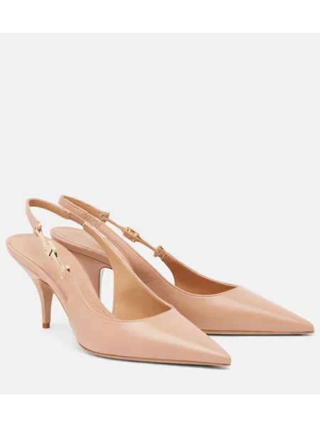 Pantofi cu toc Ferragamo din piele slingback bej