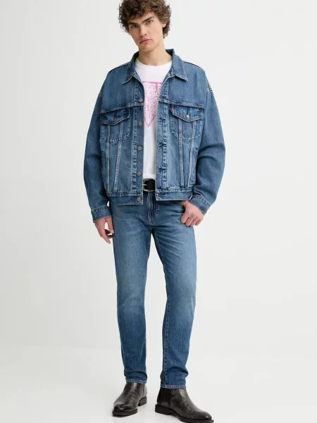 Levi's kurtka jeansowa PRIDE ONE FAMILY TRUCKER przejściowa niebieski