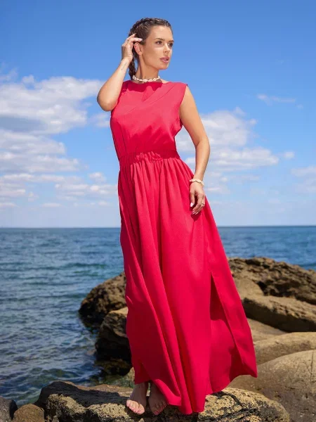 ISSA Plus Сарафан Льон червоний