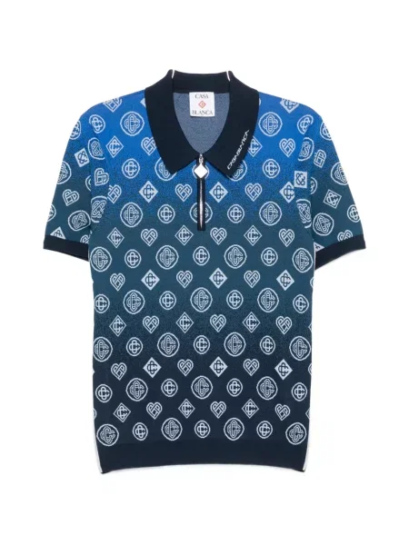 Tricou polo Casablanca din jacard albastru