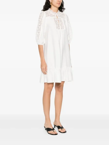 Rochie Nissa din dantelă de costum alb