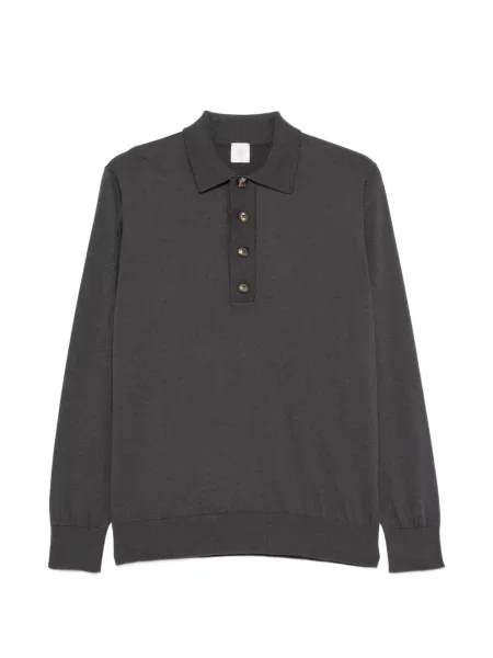 Lung tricou polo Eleventy gri