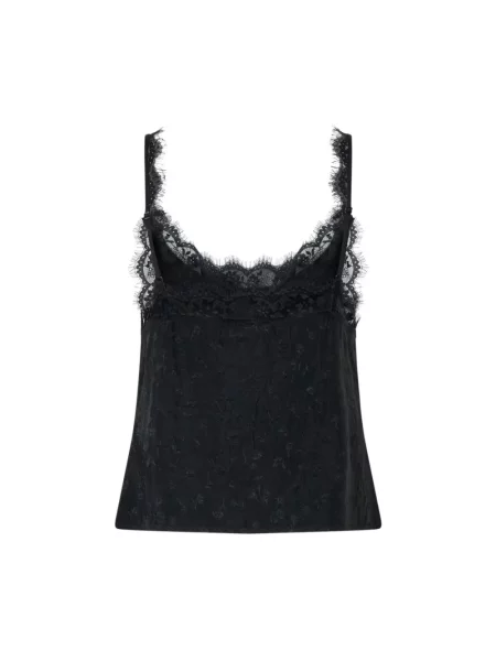 Lniany top Pinko czarny
