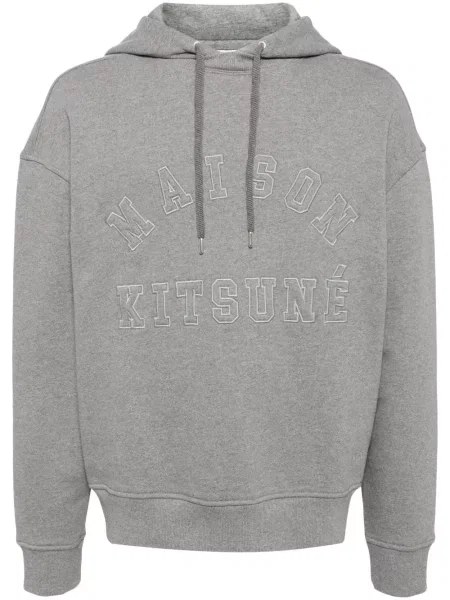 Hanorac cu glugă Maison Kitsune cu broderie gri