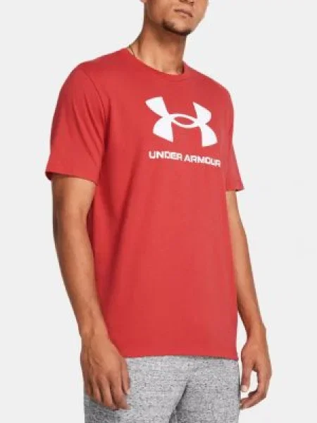 Under Armour tricou barbati rosu cu imprimeu fucsie