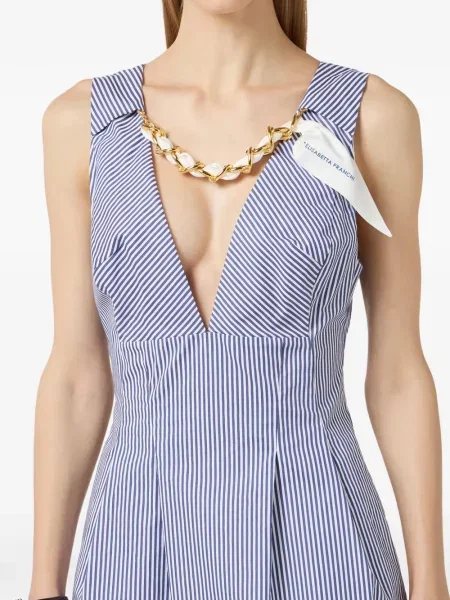 Mała sukienka mini Elisabetta Franchi w paski garniturowa niebieska