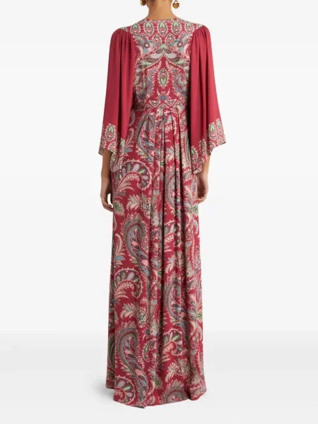 Rochie Etro cu imagine cu model paisley plisată roșu