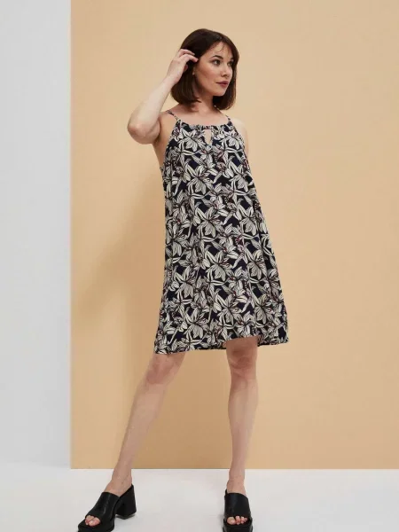Rochie Marisse cu model floral negru