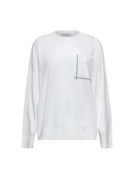 Sweter Brunello Cucinelli wełniany biały