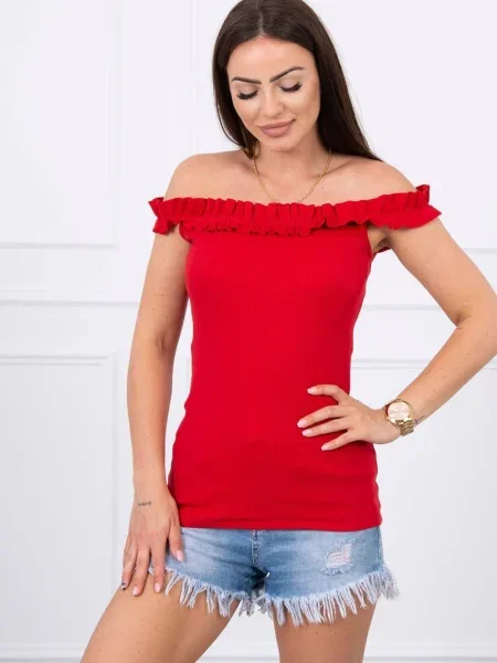 Bluză Kesi cu volane roșu
