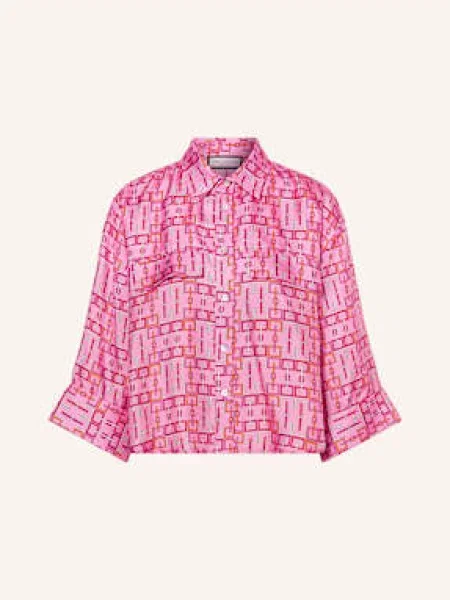 Sem Per Lei Jedwabna Bluzka Z Rękawami pink różowa