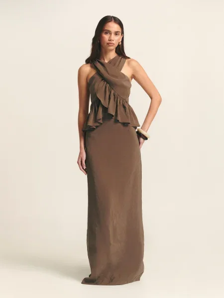 St MRLO Rochie de seară Aloe' maro