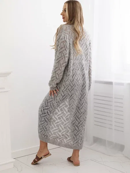 Cardigan Kesi de mohair lung gri