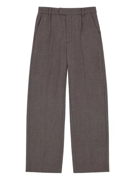 Pantaloni Mm6 Maison Margiela cu model herringbone plisate gri