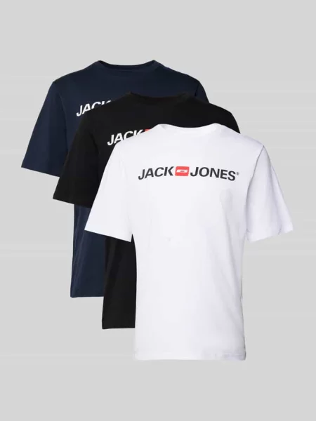 T-shirt z nadrukiem z logo i okrągłym dekoltem Jack & Jones biała