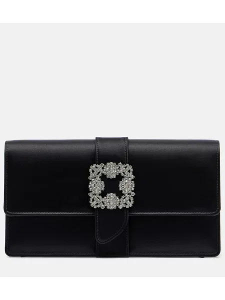 Satenska pisemska torbica Manolo Blahnik črna