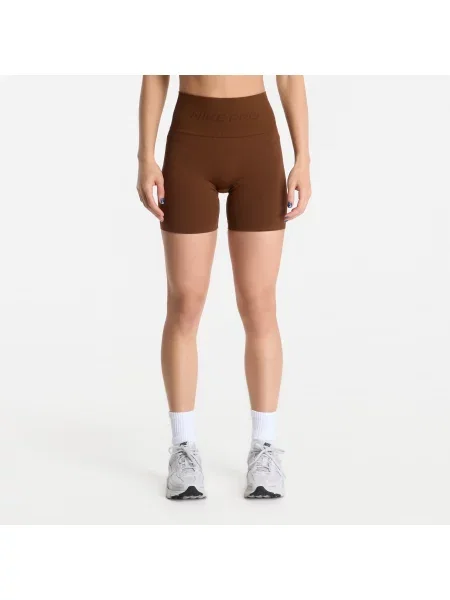 Pantaloni scurți Nike Pro Seamless Dri-FIT High-Waisted 5 Biker Shorts Cacao Wow L
