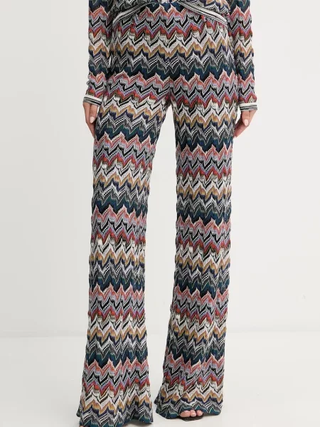 Missoni pantaloni din lână evazati high waist violet