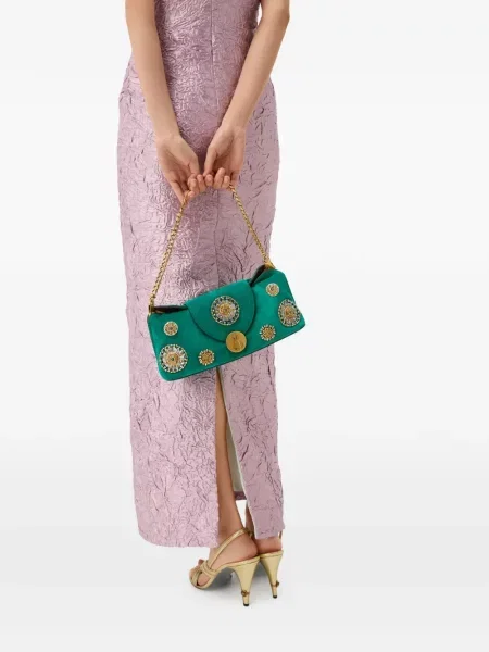 Clutch Versace με κέντημα σουέτ πράσινο