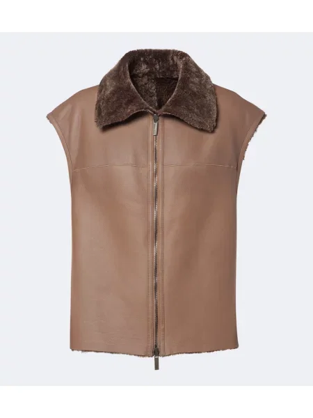 Reversibil vestă Joseph din piele maro