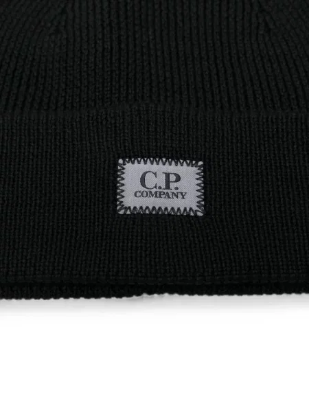 Pletený čepice C.p. Company s autogramem černý