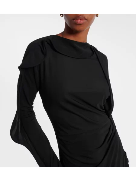 Rochie maxi Victoria Beckham din jerseu drapată de costum negru