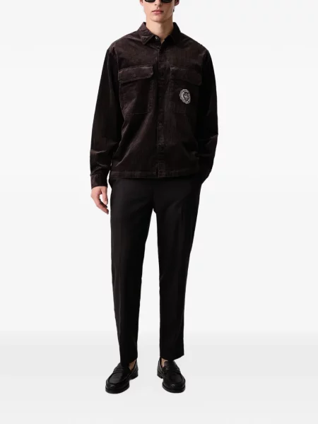 Kordbársony ing Armani Exchange autogrammal barna