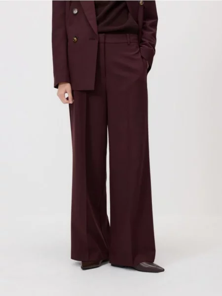 Reserved Широкі штани зі стрілками бордовий