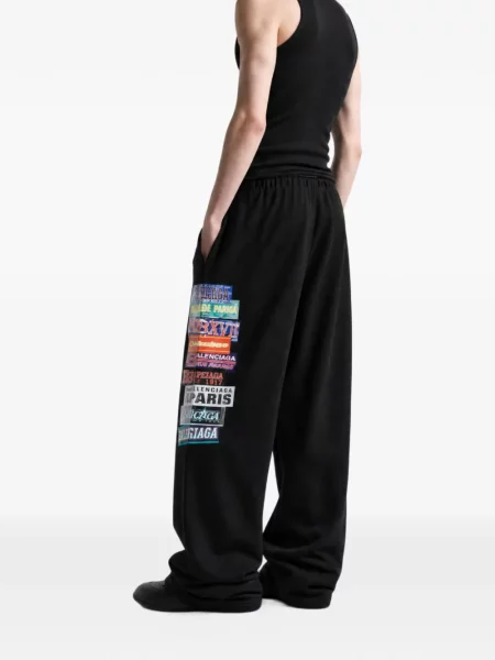 Τρέξιμο παντελόνι Balenciaga με αυτόγραφο με κορδόνι μαύρο