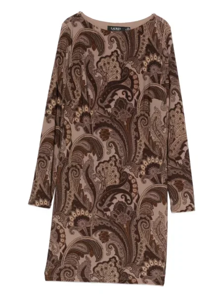 Sukienka mini Polo Ralph Lauren z nadrukiem z wzorem paisley garniturowa brązowa