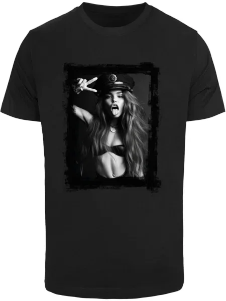 Mister Tee Tricou Have Fun Peace Sign gri / negru alb