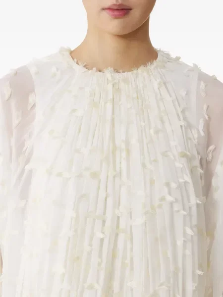 Rochie maxi Lanvin plisată de costum alb