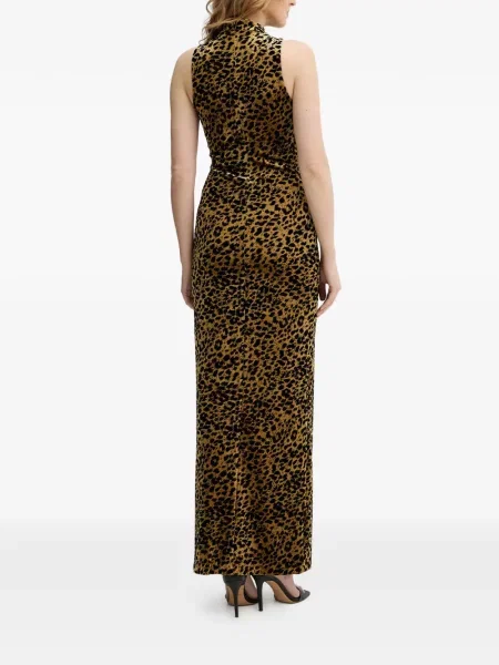 Rochie Guess de catifea cu imagine cu model leopard maro
