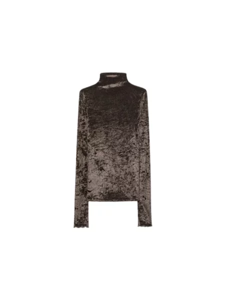 Sweter z golfem Forte Forte tiulowy do golfa brązowy