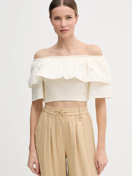 Gaudi bluză cu volane pentru femei din bej