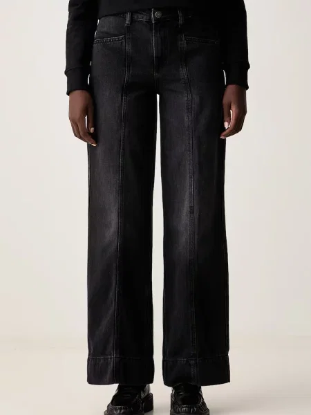 Guess Jeans blugi wide leg pentru femei negru