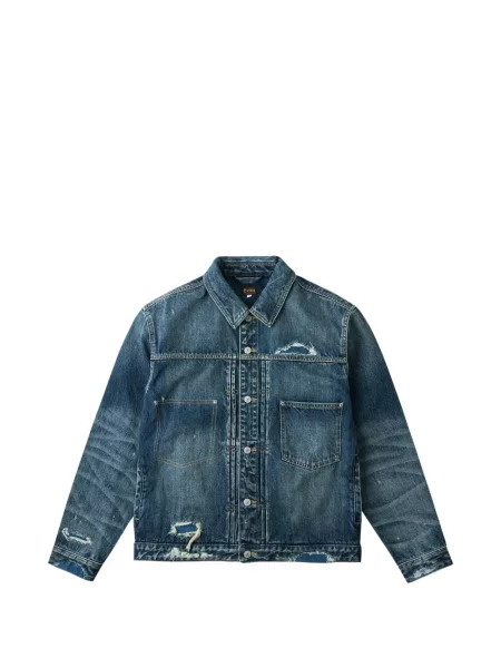 Džínová bunda Evisu s oděrkami modrá