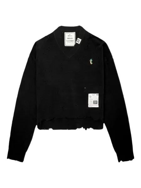 Pulover Maison Mihara Yasuhiro cu decolteu în V negru