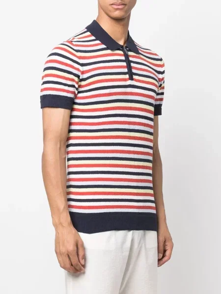 Ριγέ πλεκτό polo Orlebar Brown με σχέδιο μπλε