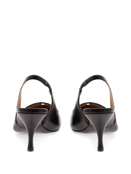 Pantofi cu toc Herno din piele slingback negru