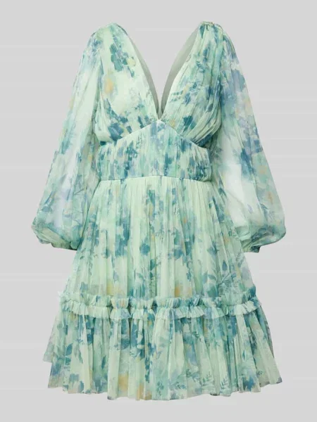 Sukienka koktajlowa ze stopniowaniem Lace & Beads zielona