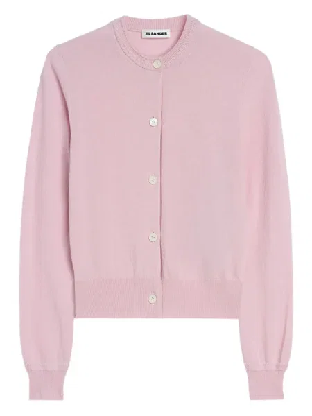 Cardigan Jil Sander cu decolteu rotund roz