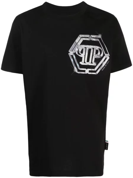 Тениска Philipp Plein с принт черно