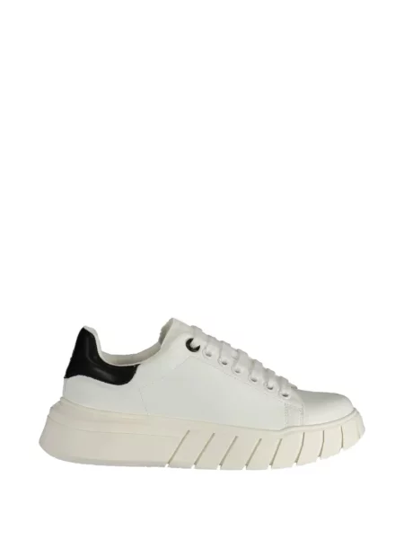 Sneakerși Gaelle cu șireturi cu platformă din dantelă alb