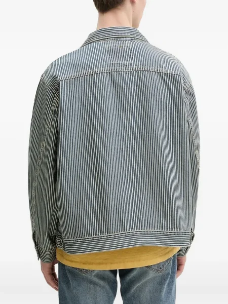 Proste jeansy Levi's 501 w paski ze stretchu dzwony niebieskie