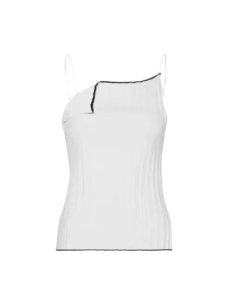 Lniany top Jacquemus na ramiączkach biały