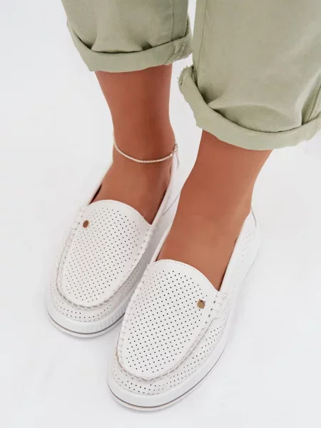 Usnjene mokasini S. Barski bela