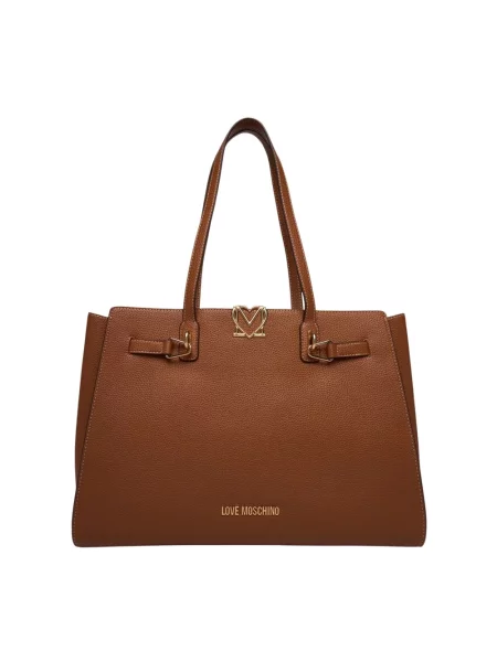 Shopperka Love Moschino z logo brązowa