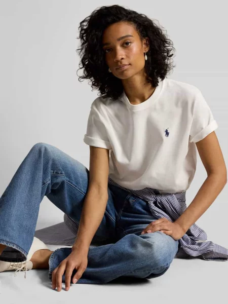 Polo Ralph Lauren Koszulki Kobieta L luźna koszulka z haftowanym kucykiem biały