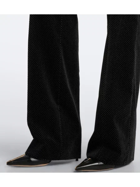 Pantaloni Tom Ford de catifea cu buline negru
